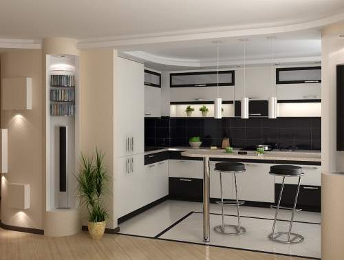 Дизайн кухни студии с барной стойкой фото